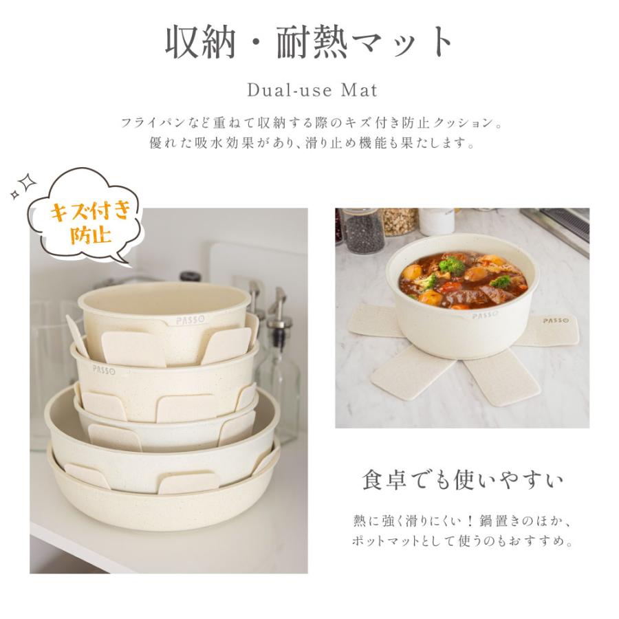 新品　PASSO 取っ手が取れる鍋　10点セット　値下げ可能 フライパン セット 10点 IH〜ガス火対応 取っ手が取れる 3in1 3つ穴