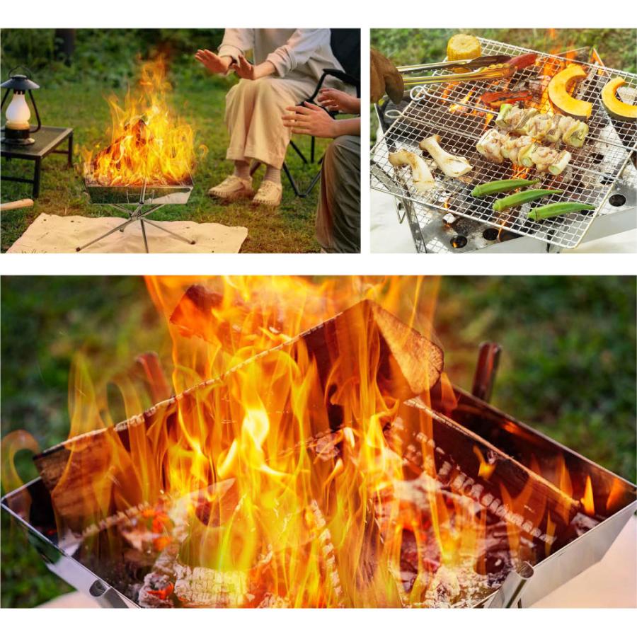 クロッシング焚火台 1台2役 焚き火台 バーベキューコンロ BBQ 薪