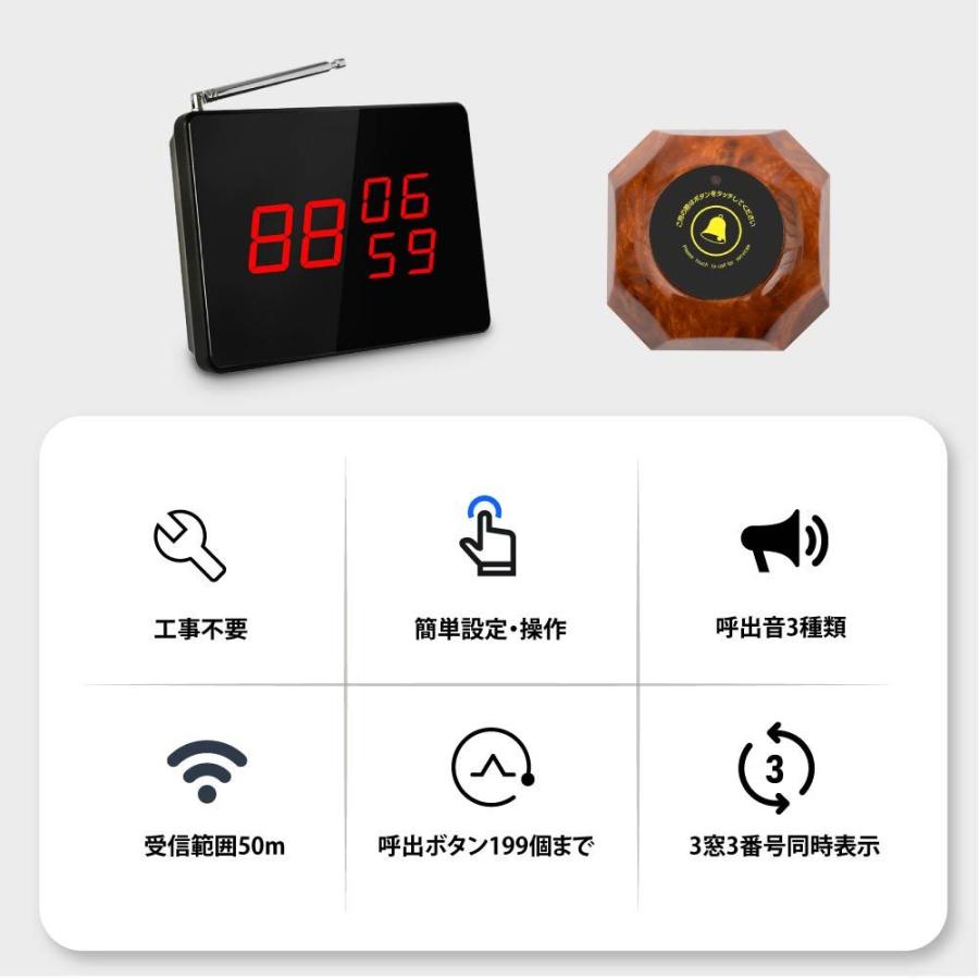 SING CALL 呼び出しチャイム ワイヤレス 飲食 介護 保育 子機10個 ワイヤレスチャイム スタッフ呼び出しベル 送信ボタン10個付き 3番号
