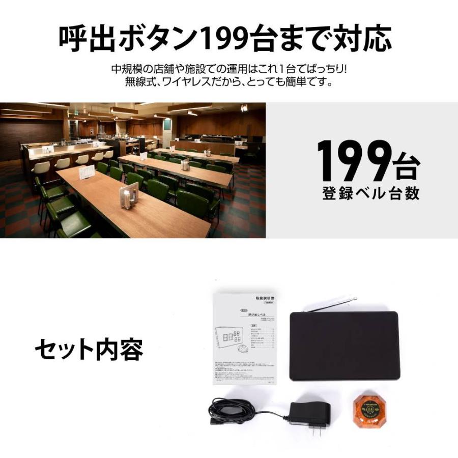 ワイヤレスチャイム スタッフ呼び出しベル 送信ボタン10個付き 3番号