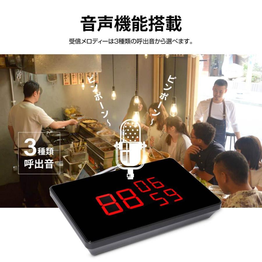 ワイヤレスチャイム スタッフ呼び出しベル 送信ボタン10個付き 3番号