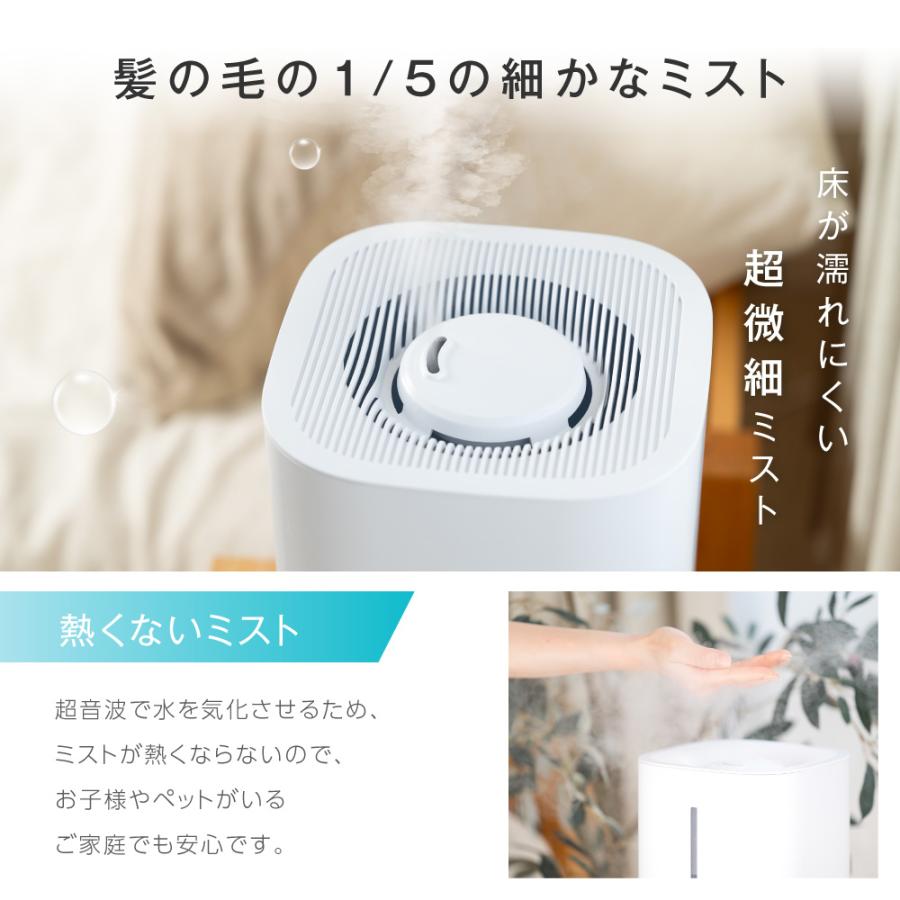 加湿器 超音波加湿器 卓上 ダイヤル式 除菌 大容量5L 無階段ミスト量