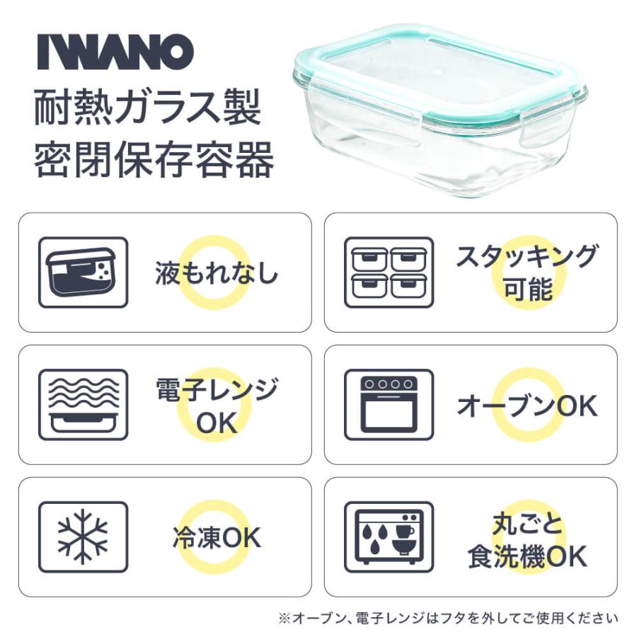 耐熱ガラス製保存容器 4個セット ガラス容器 IWANO 耐熱 タッパー