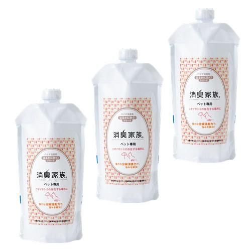 【詰替 リフィル】消臭家族 バイオ消臭剤スプレー「ペット用」猫 犬 香りでごまかさない におい消し 体臭 マーキング跡 トイレ シーツ 詰め替え用 330ｍl (3本)（Yahoo!・AND UNI 公式Yahoo!ショッピング店）