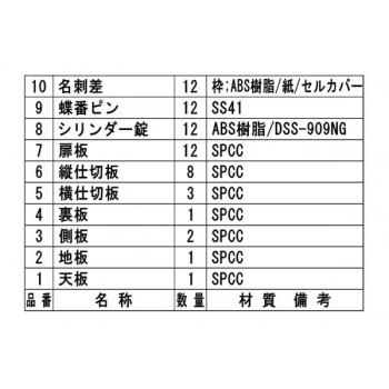 オフィス・店舗向け　メールボックス　3列4段　シリンダー錠　ニューグレー　COM-MV-12P　COM-MV-12P_2