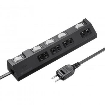 サンワサプライ 節電タップ 2P 4個口 3m ブラック TAP-S29-3BK : KAIKENSHOP - 通販 - Yahoo!ショッピング