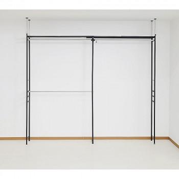 ツッパリクローゼットハンガーラック ハイタイプ  スーパーワイド シルバーメタリック SK-80H SW(BK)の画像