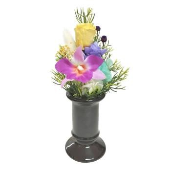 お供え用 ミニ仏花 プリザーブドフラワー 花器付き 陽葵(ひまり