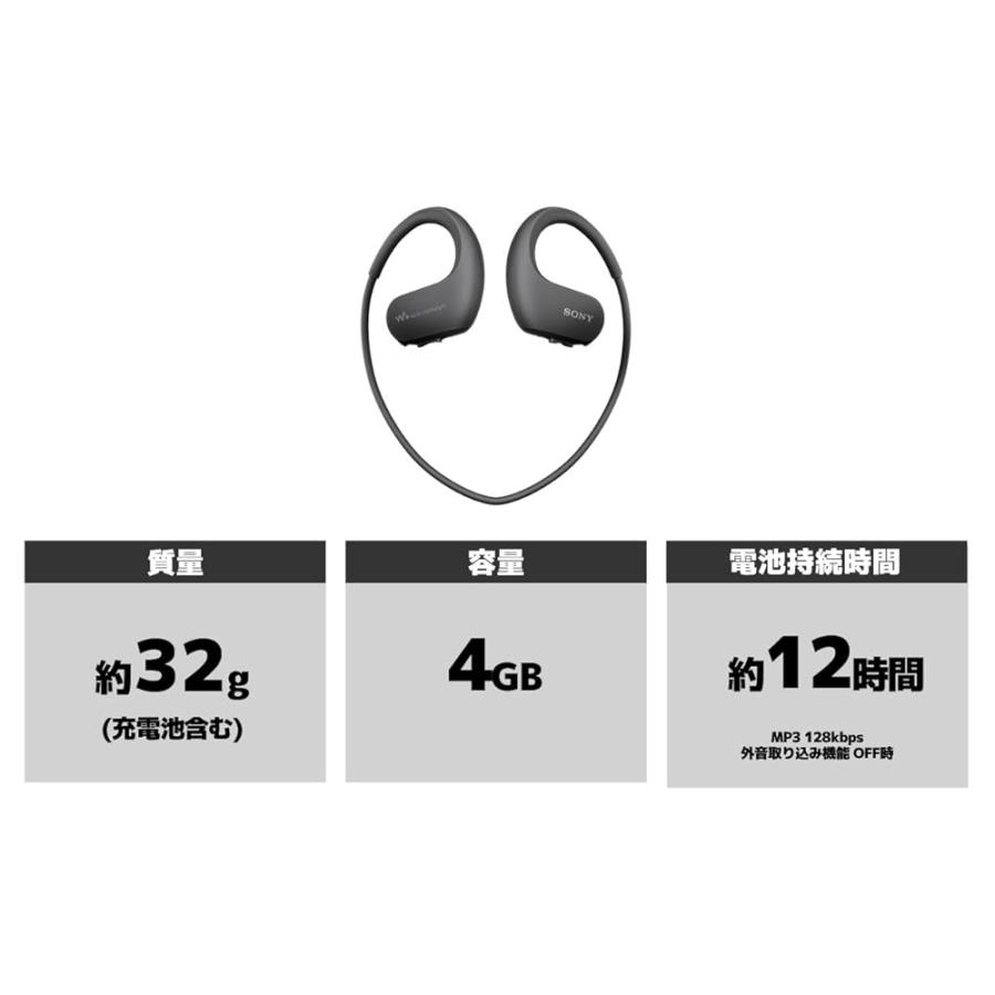 SONY NW-WS413 ブラック 4GB 新品 ソニー(SONY) ヘッドホン一体型ウォークマン Wシリーズ NW-WS413 : 4GB