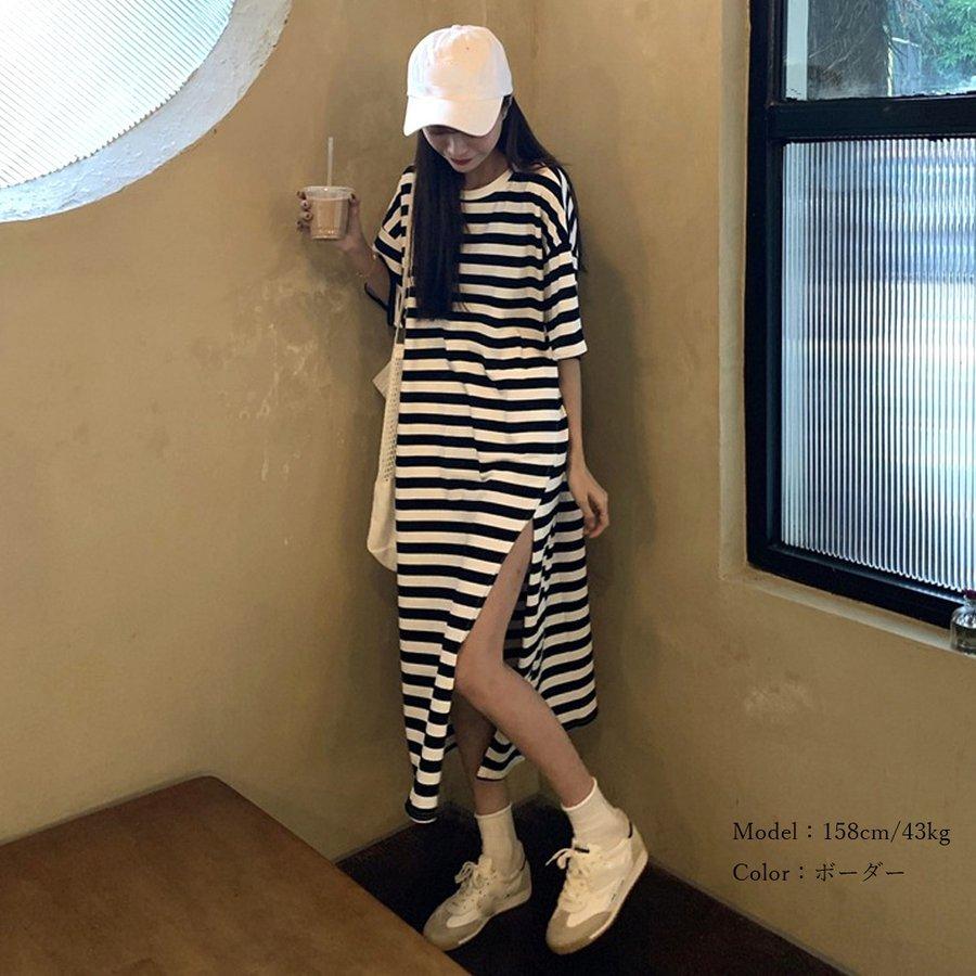 限定販売 ボーダー柄 韓国風 ネコポス可 Tシャツワンピース ワンピース Testglamour Glamourcareclinics Com