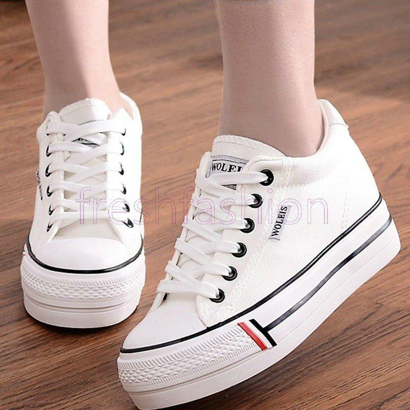 スニーカー レディース 美脚 カジュアル キャンバス レースアップ 靴レディース歩きやすい ズック靴 厚底パンプス 春夏 購入