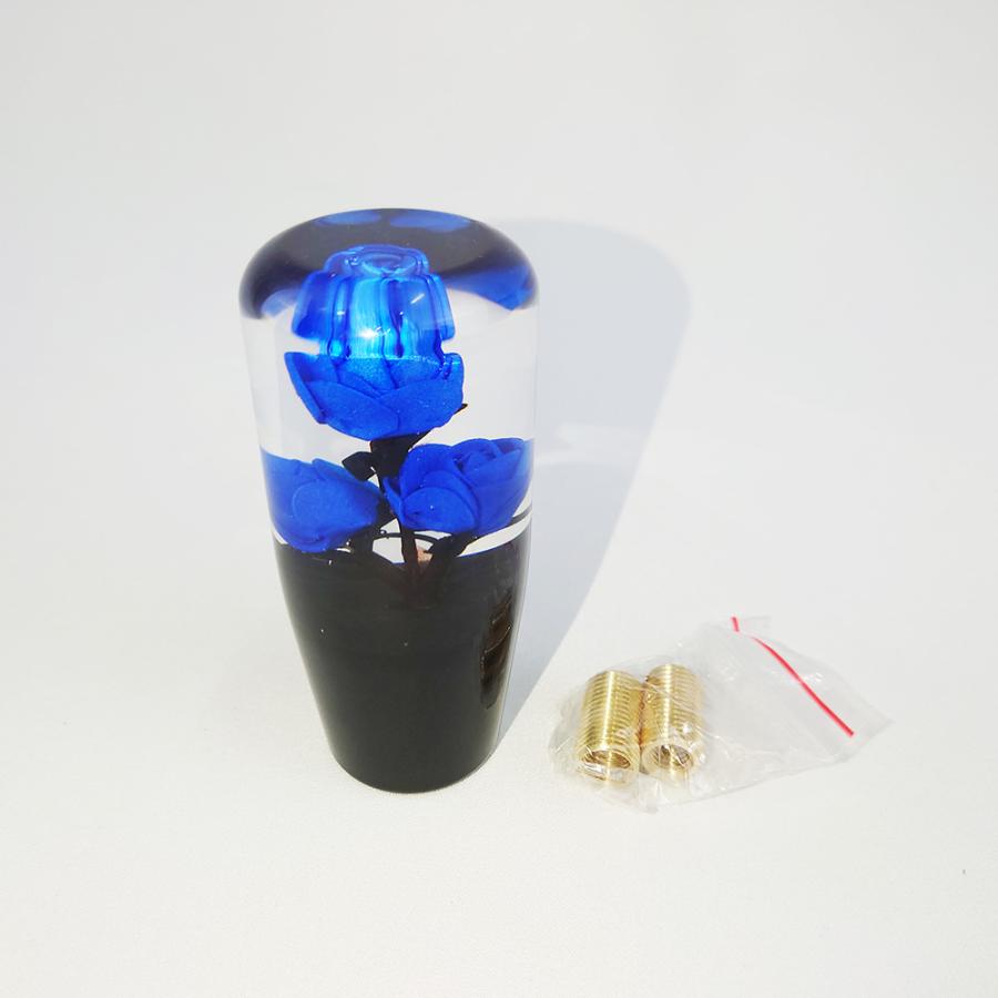 水中花 薔薇 青 バラ ブルー シフトノブ レバー クリア 10cm デコトラ