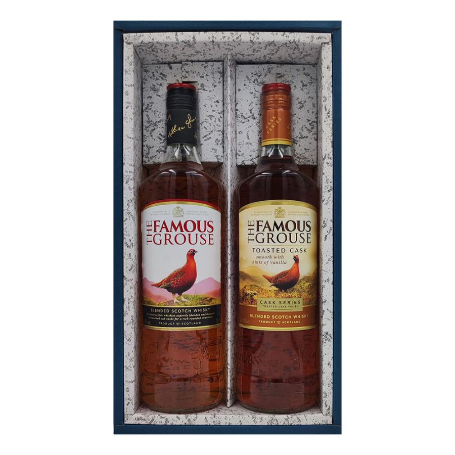 お酒 ギフト プレゼント ウイスキー ブレンデッド フェイマスグラウス 40度 1000ml & フェイマスグラウス トーステッドカスク かぶせ箱入り 2本セット | 