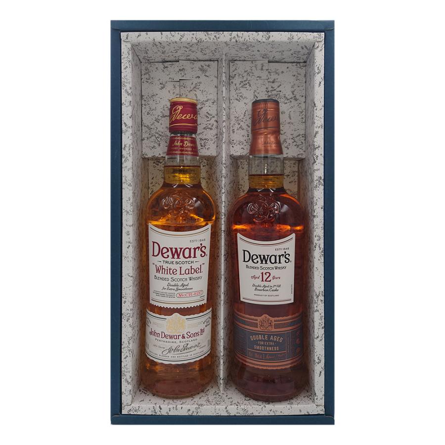 お酒 ギフト プレゼント ウイスキー スコッチ ブレンデッド デュワーズ 12年 40度 700ml & デュワーズ ホワイトラベル 40度 700ml かぶせ箱入り 2本セット | 