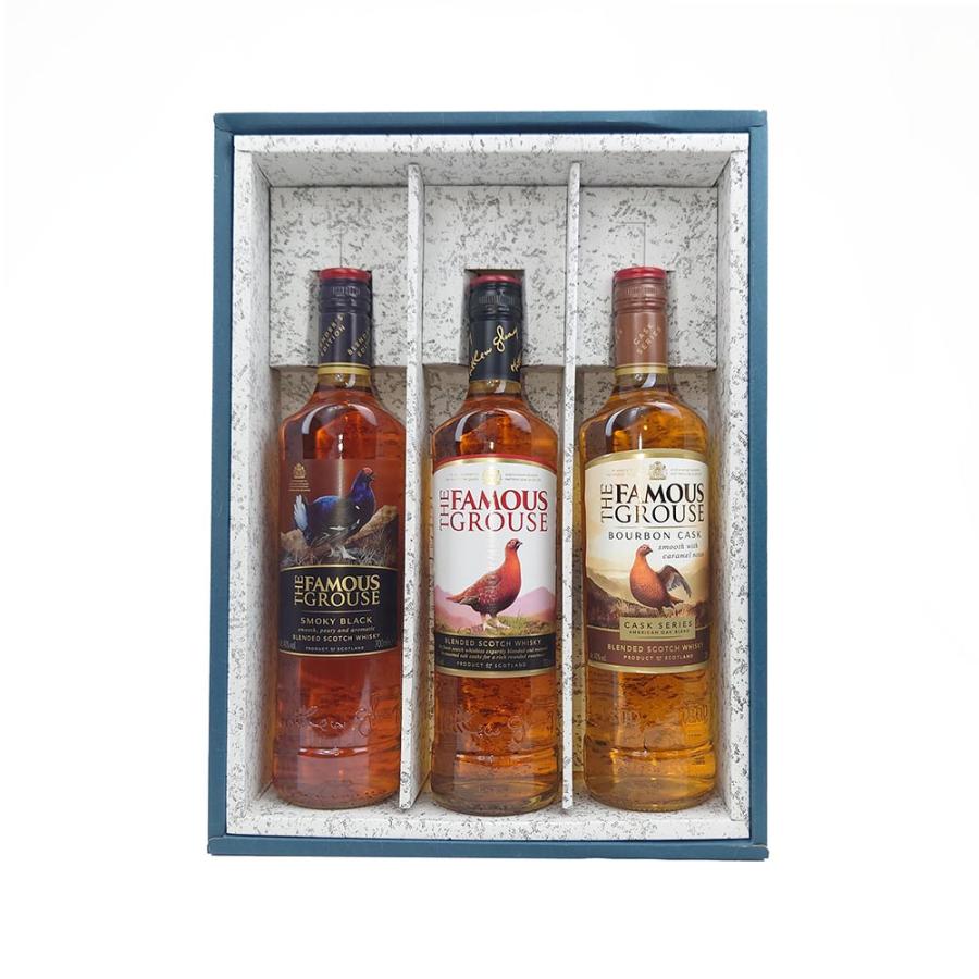 お酒 ギフト プレゼント ウイスキー フェイマスグラウス & スモーキーブラック & バーボンカスク 700ml かぶせ箱入り 3本セット | 