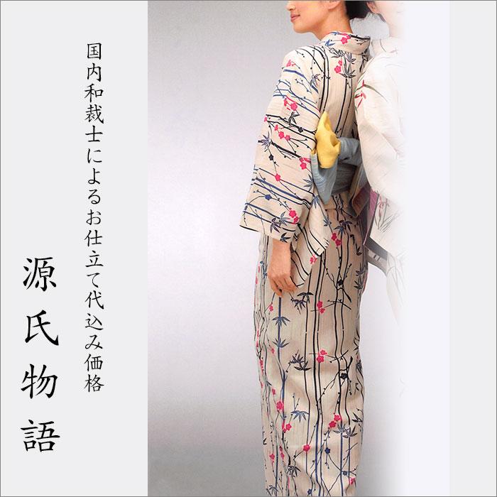 浴衣反物　ゆかた　未使用　源氏物語　おしゃれゆかた　光源氏　木綿　もめん 加工代込み【生地代＋お仕立て代込み価格】源氏物語ゆかた反物-47 浴衣