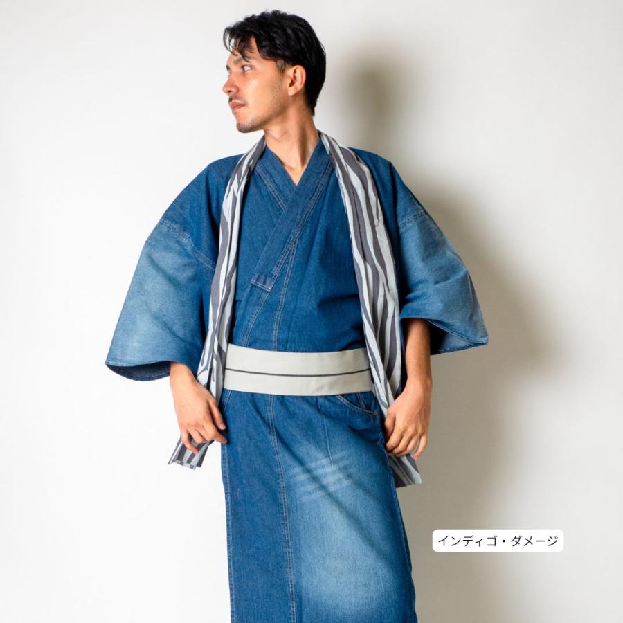デニム浴衣  メンズ 男浴衣【浴衣単品】デニム着物浴衣メンズ・インディゴ・ブラック お