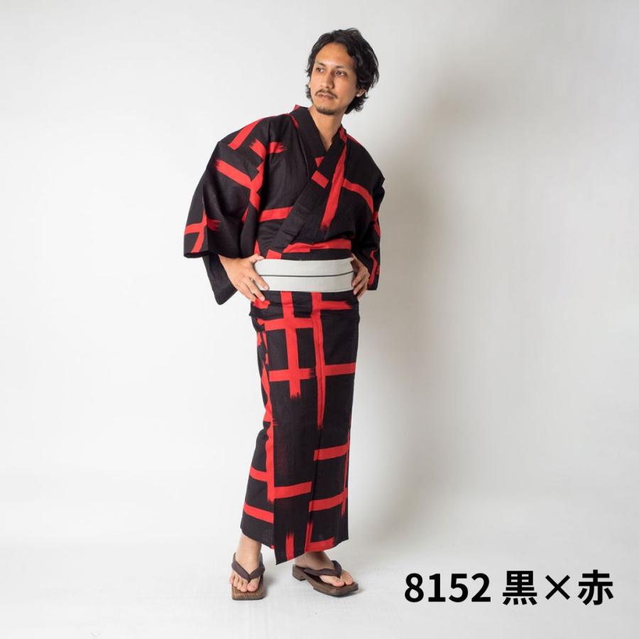 日本製高級生地【浴衣単品】Ummm. 大格子メンズ浴衣 お仕立て上がり