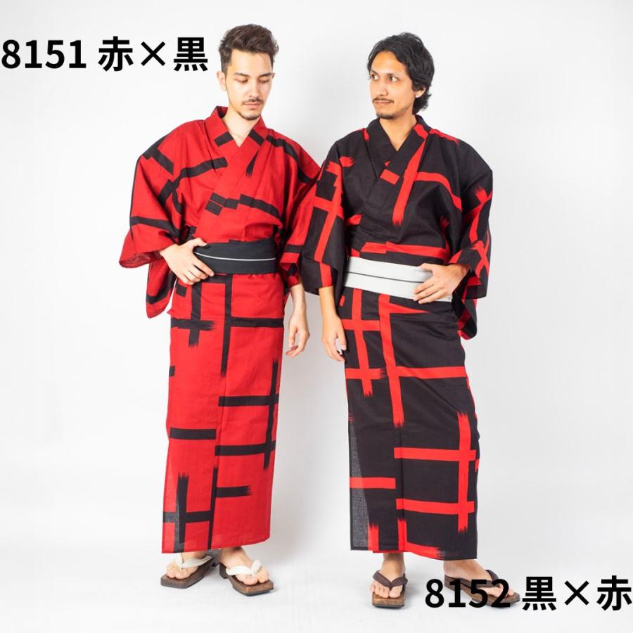 日本製高級生地【浴衣単品】Ummm. 大格子メンズ浴衣 お仕立て上がり