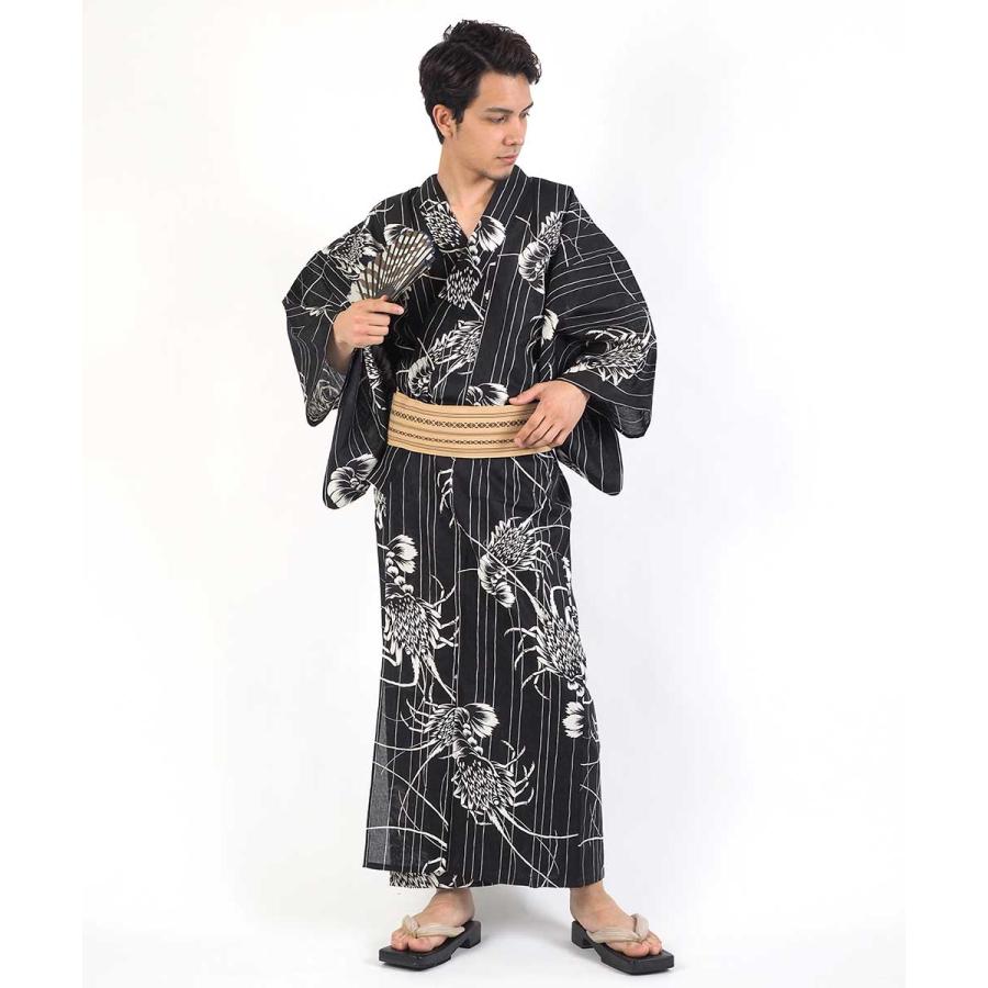 浴衣 メンズ/送料無料/日本製高級生地/浴衣 +帯+下駄+腰紐/高級・お