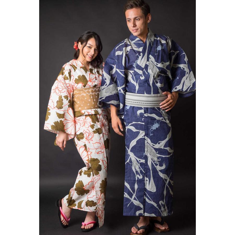 浴衣 メンズ/送料無料/日本製高級生地/浴衣 +帯+下駄+腰紐/高級・お仕立て上がりメンズ浴衣4点セット/玉蜀黍/紺地/グレー/_6