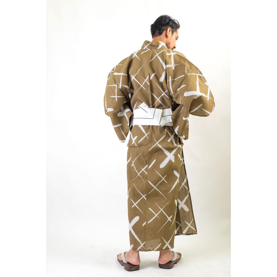浴衣 メンズ/送料無料/浴衣+帯+下駄+腰紐/高級綿麻・お仕立て上がり