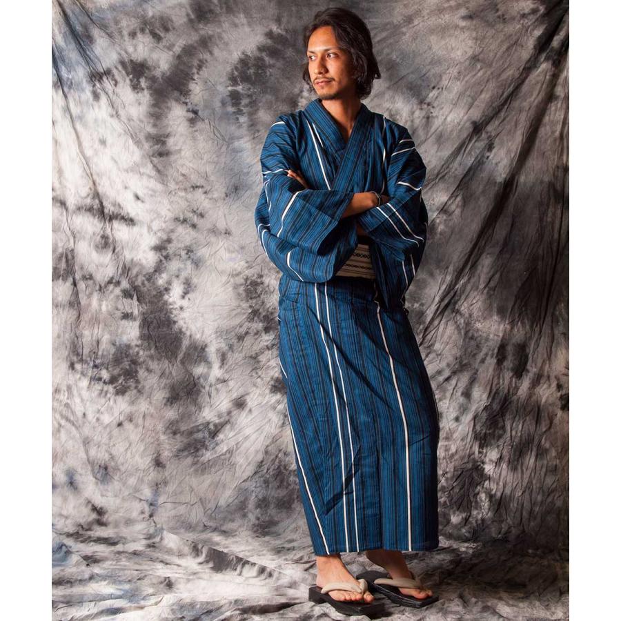 浴衣 メンズ/送料無料/高級ストライプ・男性用浴衣4点セット : kimono