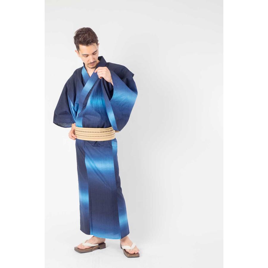 浴衣 メンズ/送料無料/ 綿 /浴衣+帯+下駄+腰紐/Ummm.グラデーション