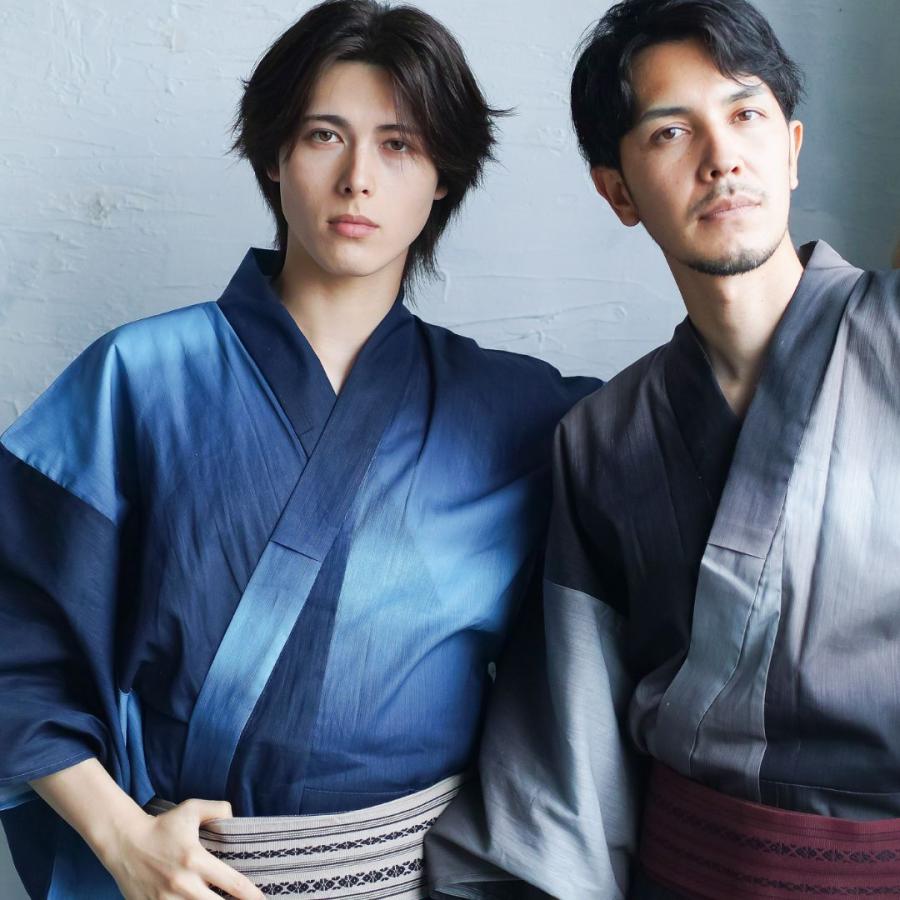 男浴衣セット【浴衣+帯+下駄+腰紐】Ummm.グラデーションBLUE・お仕立て