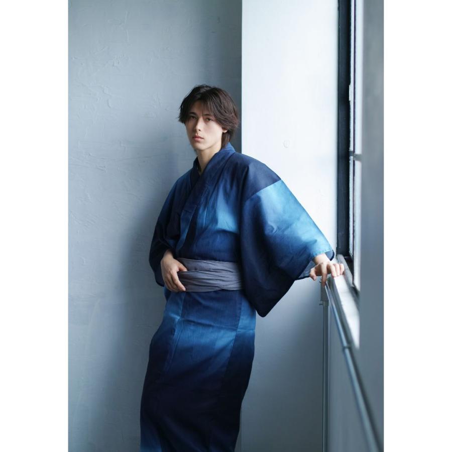 男浴衣セット【浴衣+帯+下駄+腰紐】Ummm.グラデーションBLUE・お仕立て