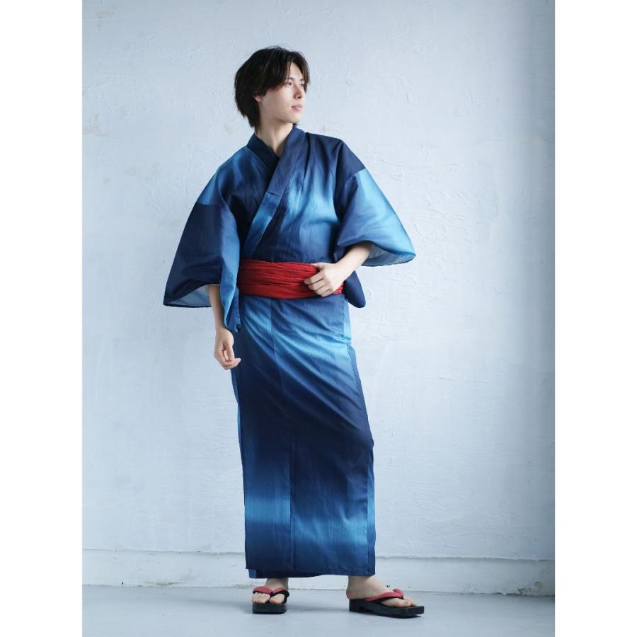男浴衣セット【浴衣+帯+下駄+腰紐】Ummm.グラデーションBLUE・お仕立て