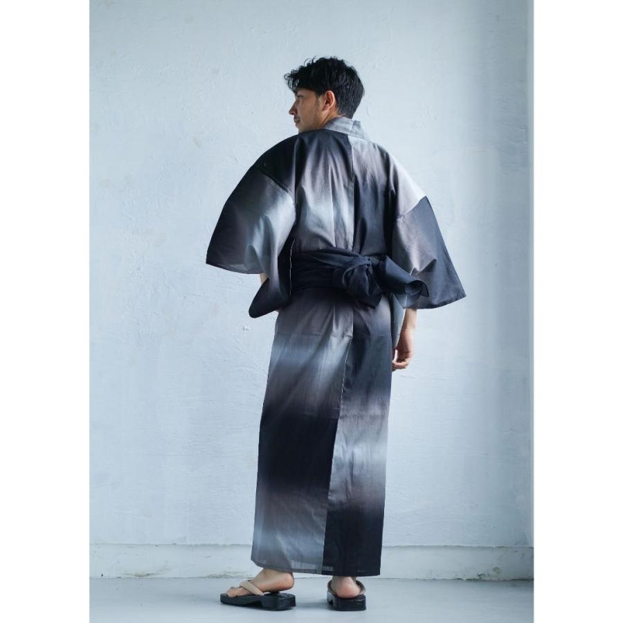 男浴衣セット【浴衣+帯+下駄+腰紐】Ummm.グラデーションGRAY・お仕立て