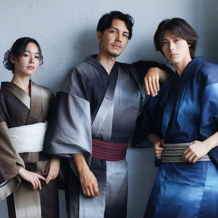 男浴衣セット【浴衣+帯+下駄+腰紐】Ummm.グラデーションGRAY・お仕立て