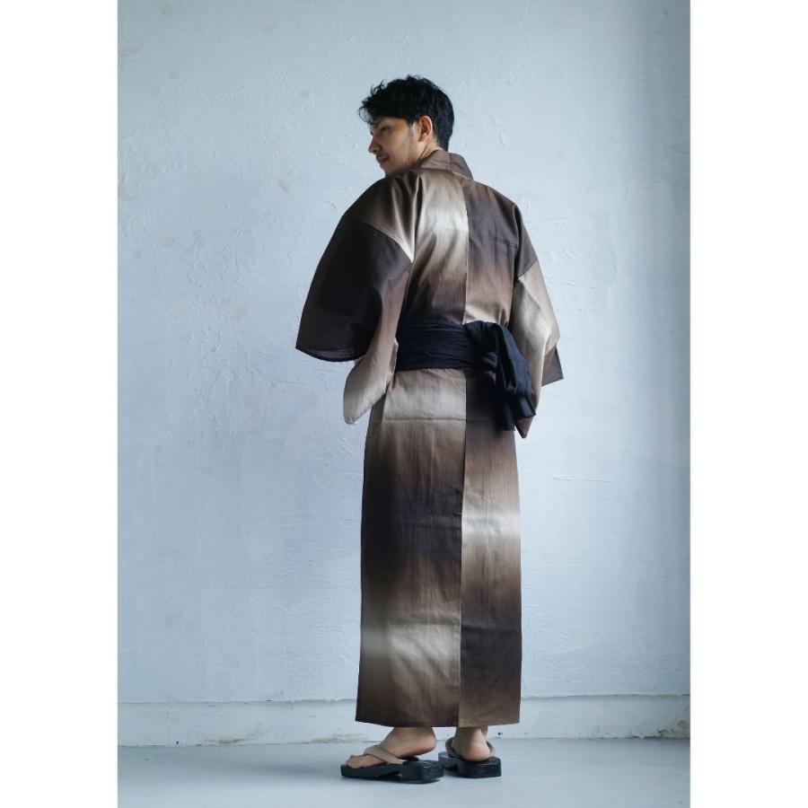 男浴衣セット【浴衣+帯+下駄+腰紐】Ummm.グラデーションBROWN・お