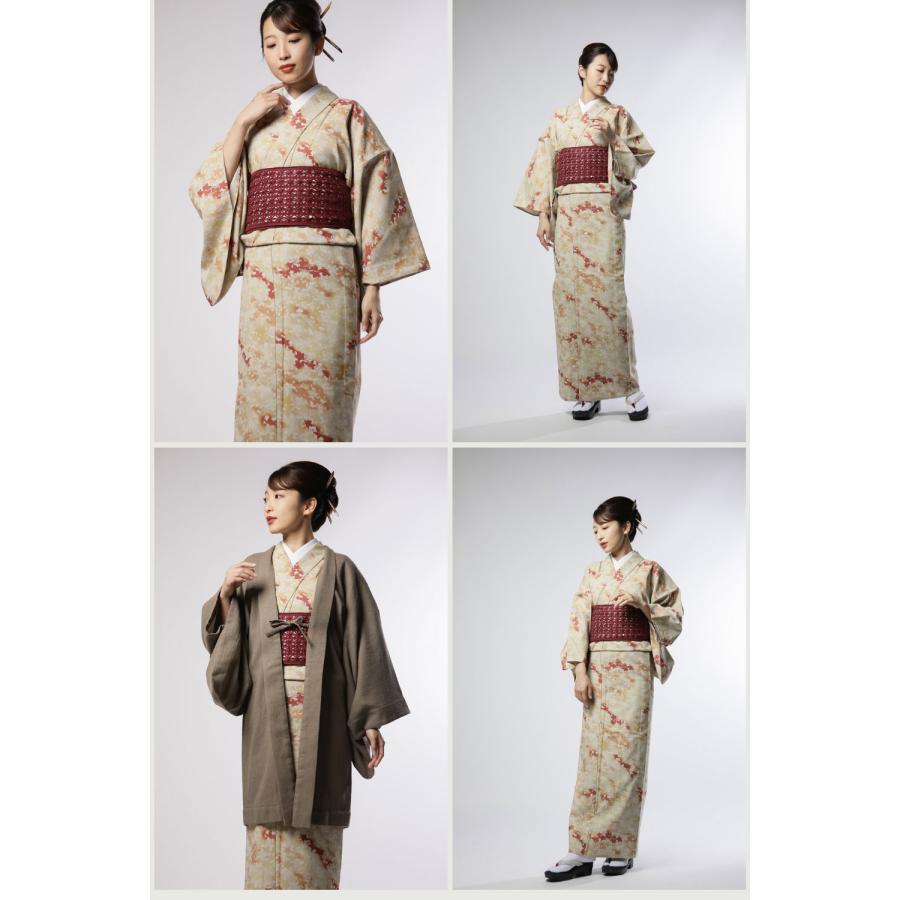 【NEW】単衣仕立て 雲取り 梅柄 紅葉 古典柄が可愛い小紋 単衣着物 高級お仕立て上がり着物単品【Shangri-la】紅葉MAPLE レディース 単衣