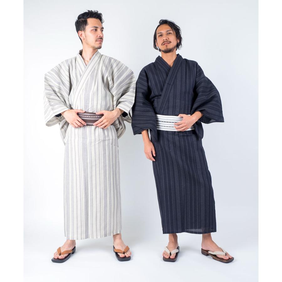 浴衣 メンズ/期間限定特価/浴衣+帯+下駄+腰紐/綿麻「夢千代」・お