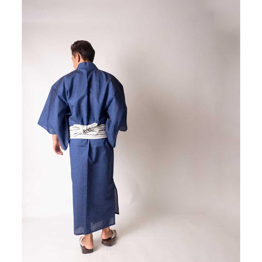 浴衣 メンズ/送料無料/男性 浴衣/浴衣 +帯+下駄+腰紐/国産高級綿麻しじ