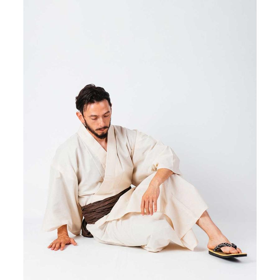 浴衣 メンズ/送料無料/男性 浴衣/浴衣 +帯+下駄+腰紐/国産高級綿麻しじ