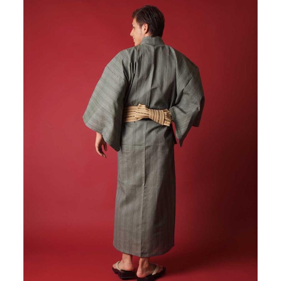 浴衣 メンズ/送料無料/日本製高級生地/ +帯+下駄+腰紐/高級綿麻生地