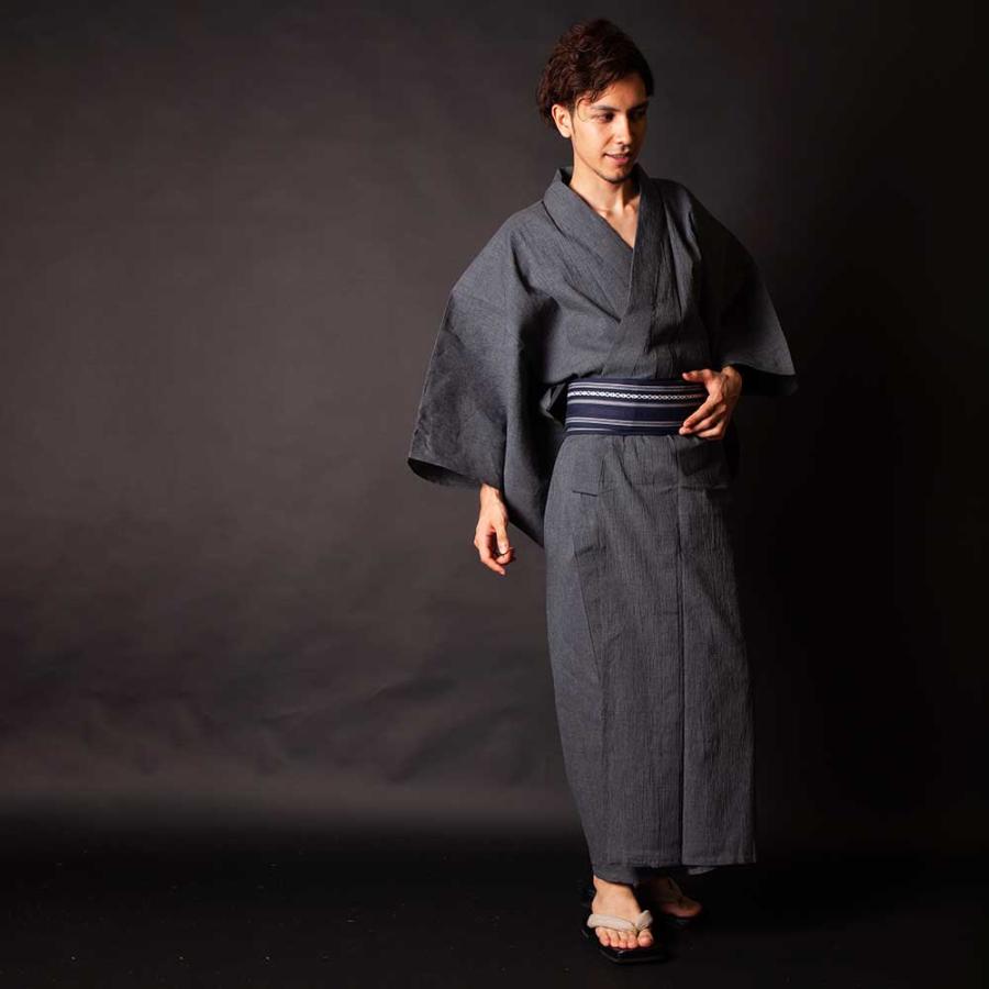 高級仕立て 綿麻着物 浴衣 両面染 絣市松 黒 高級仕立て 綿麻着物 浴衣