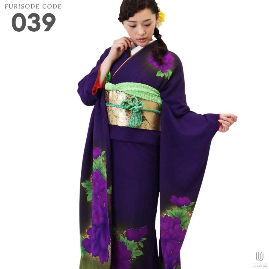 対応身長150cm〜165cm】【正絹】成人式レンタル振袖フルセット-039 花