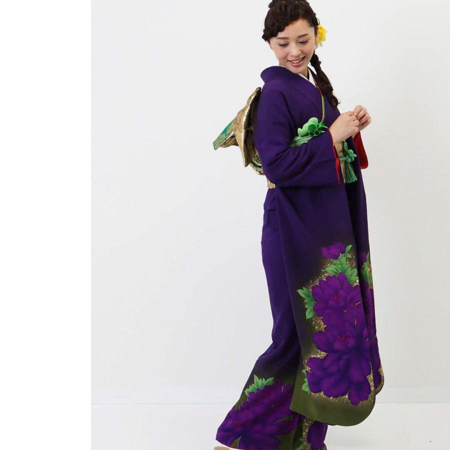 対応身長150cm〜165cm】【正絹】成人式レンタル振袖フルセット-039 花