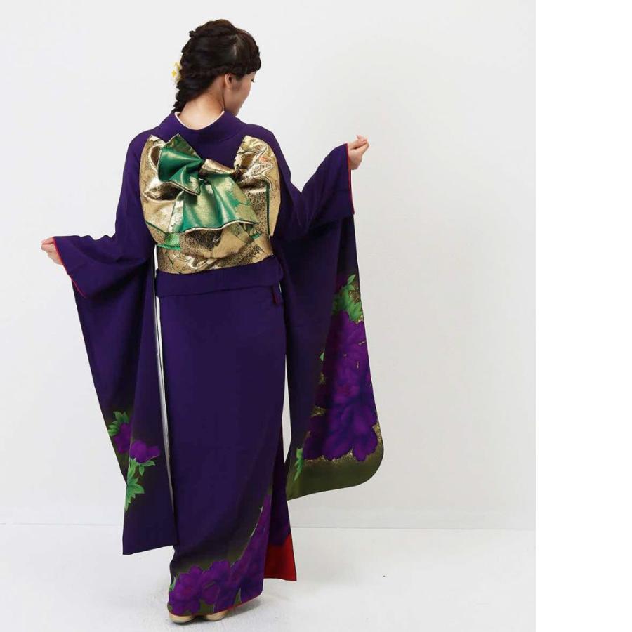 対応身長150cm〜165cm】【正絹】成人式レンタル振袖フルセット-039 花