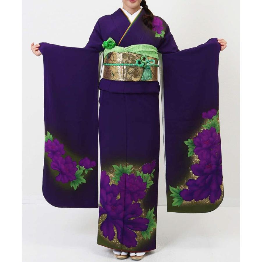対応身長150cm〜165cm】【正絹】成人式レンタル振袖フルセット-039 花