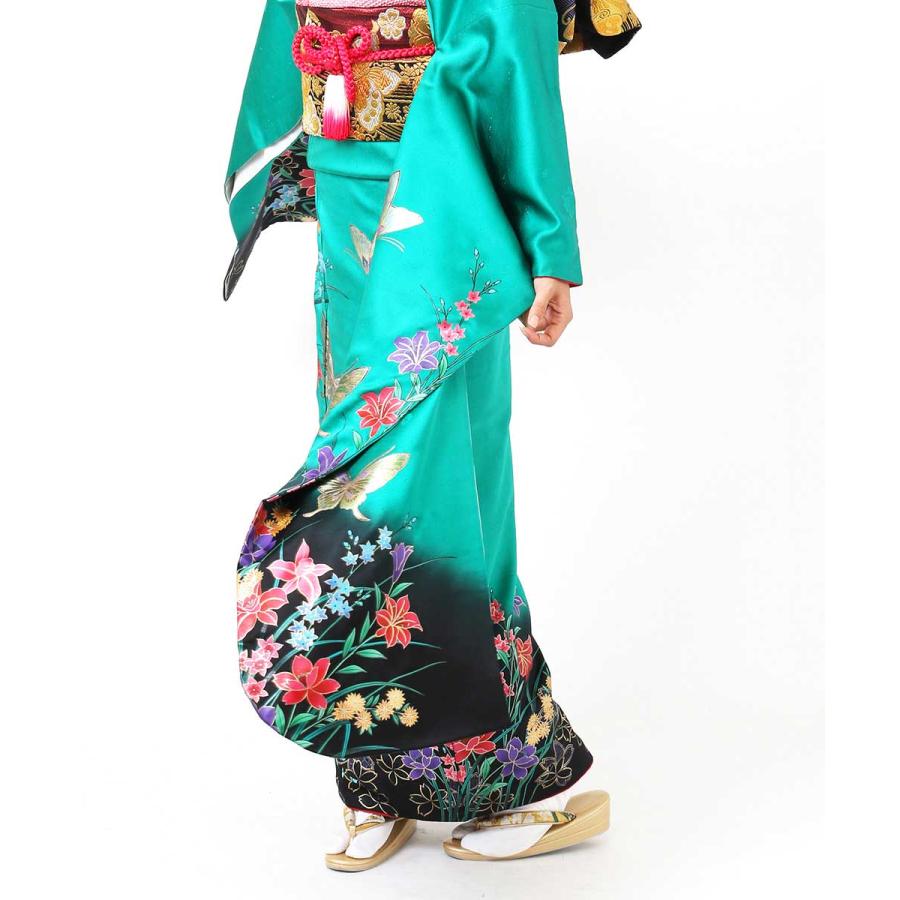 振袖 身長155-170cm 緑 黄緑 ピンク 正絹 楽天市場】【レンタル