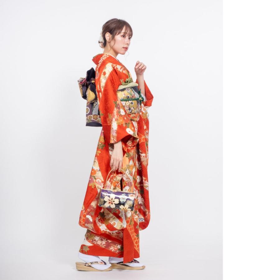 対応身長150cm〜165cm】【正絹】成人式レンタル振袖フルセット-259 花
