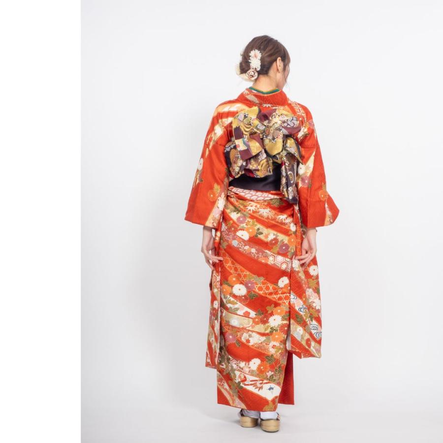 対応身長150cm〜165cm】【正絹】成人式レンタル振袖フルセット-259 花