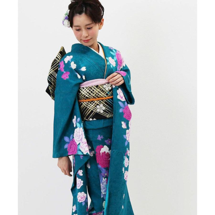 対応身長155cm〜170cm】【正絹】成人式レンタル振袖フルセット-401 花