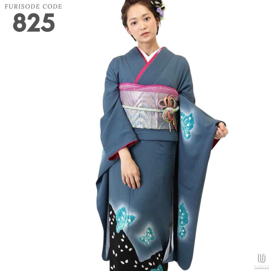 振袖 身長156-171cm 緑 正絹
