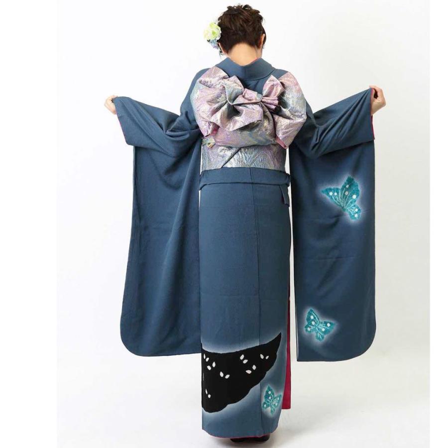 対応身長156-171cm】成人式レンタル振袖フルセット-825 花柄 レトロ